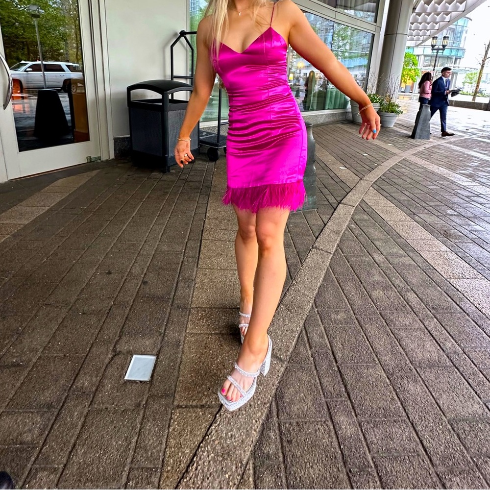CAMI NYC Roxanne feather dress